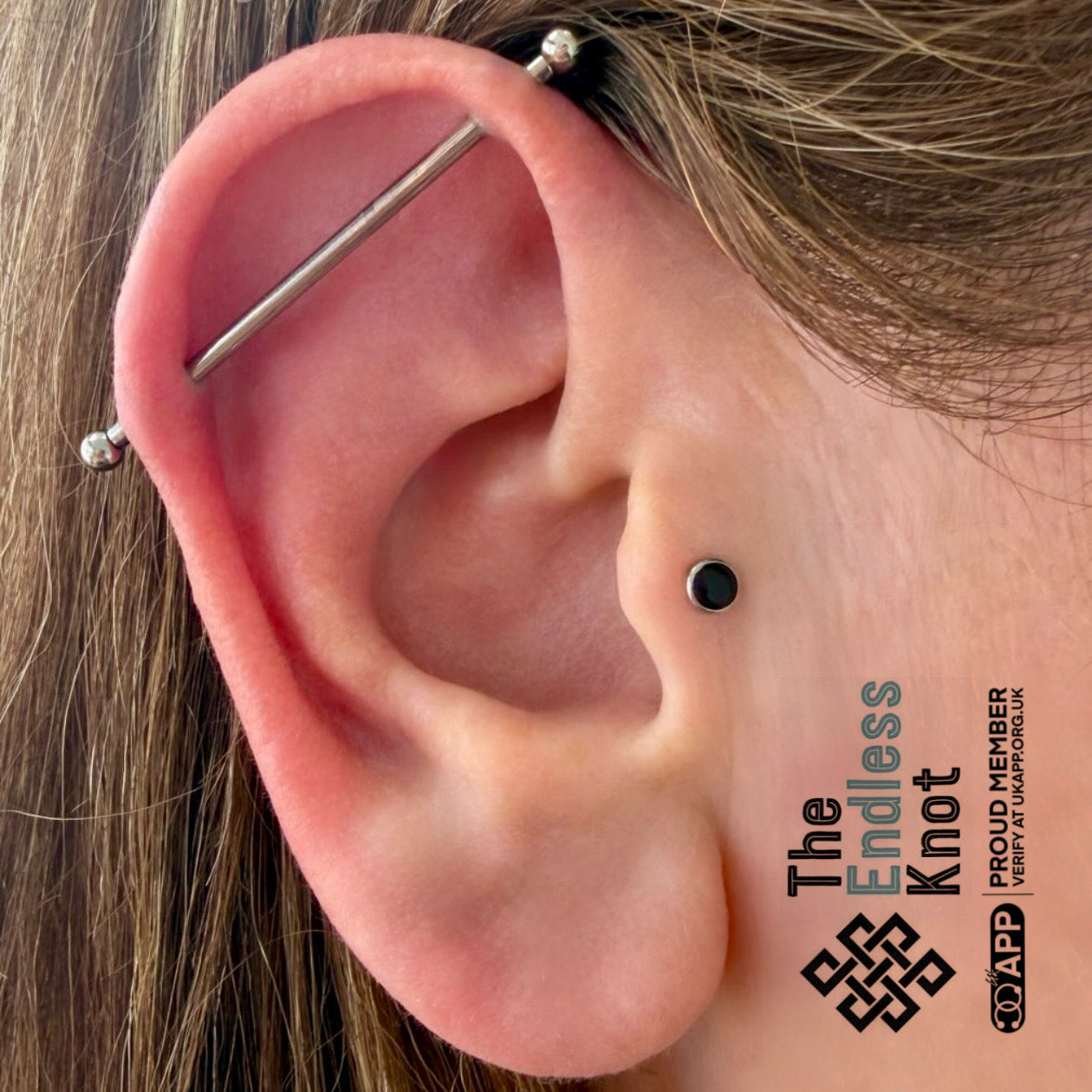 Straight barbell in ear 