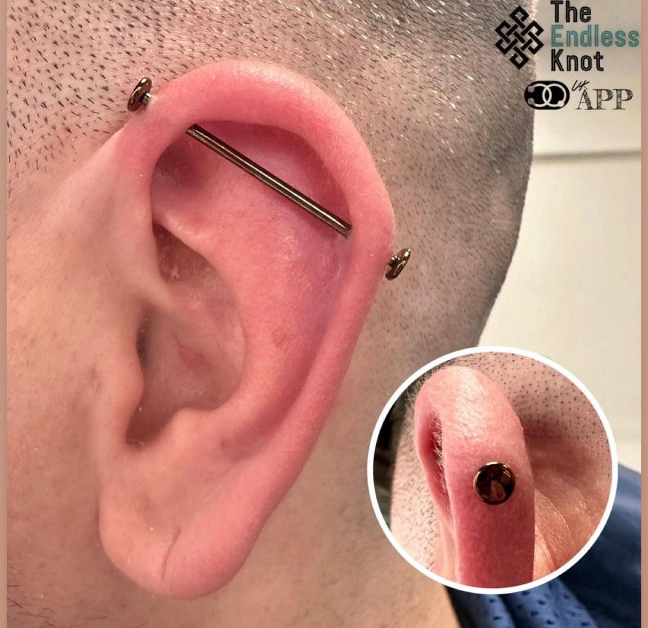 Straight barbell in ear ￼
