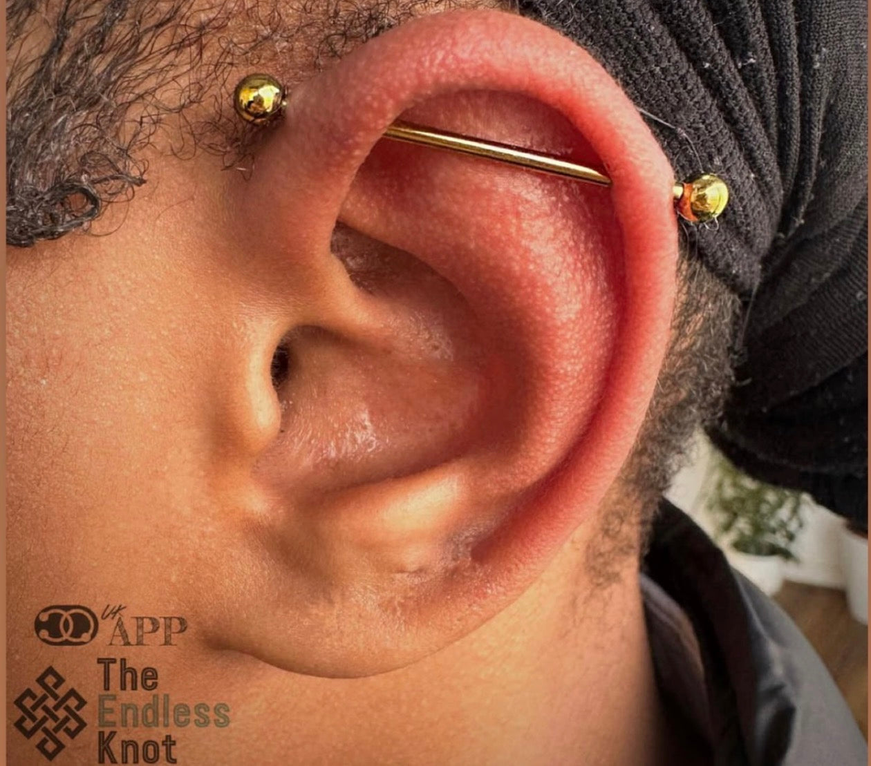 Straight barbell in ear ￼