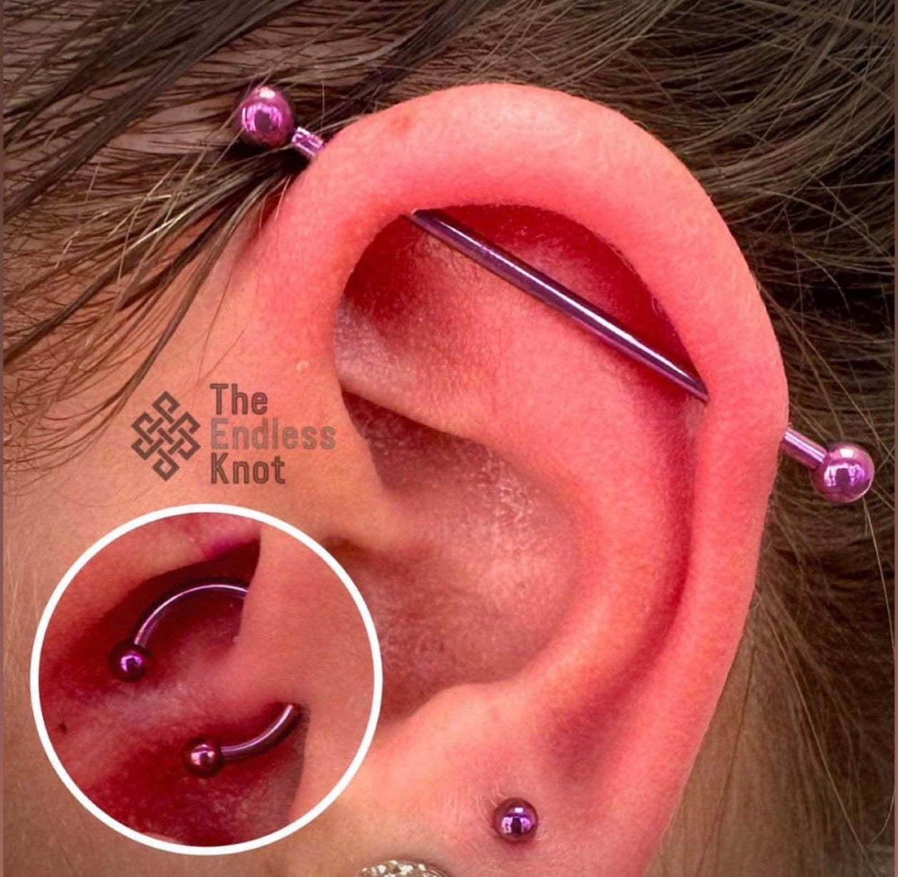 Straight barbell in ear ￼