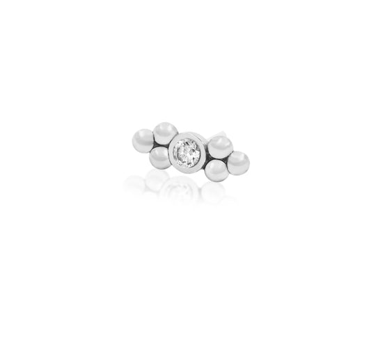 Bezel-set CZ Double tri-bead