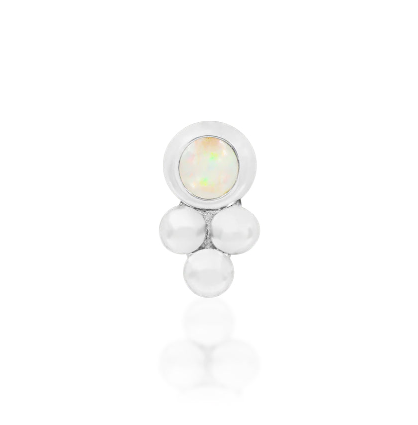 Bezel set tri-bead with faux opal