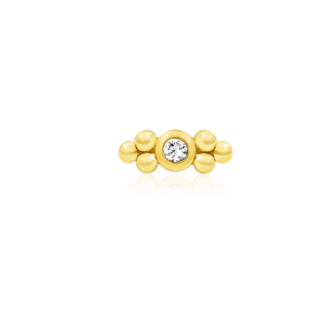 Bezel-set CZ Double tri-bead