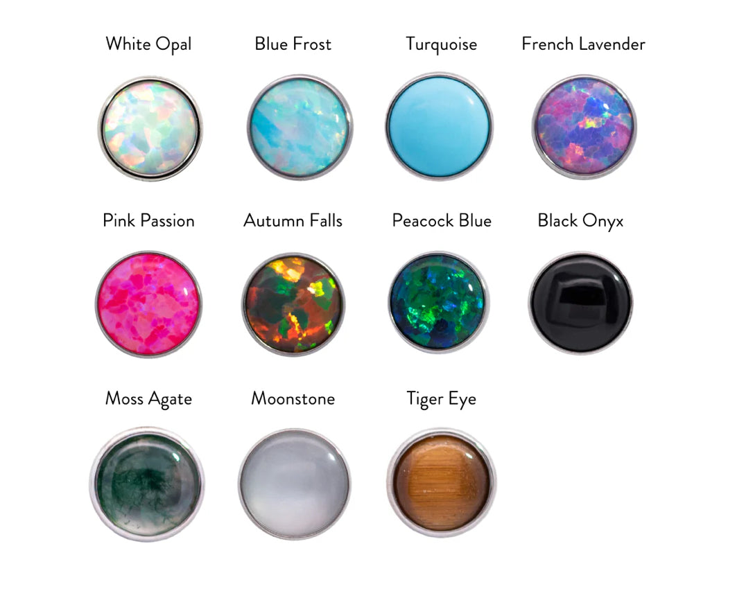 Bezel-set faux opal/stone